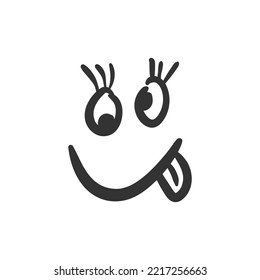 Hand drawn happy face vector icon. Smiling face flat sign design. Smiley linear symbol pictogram