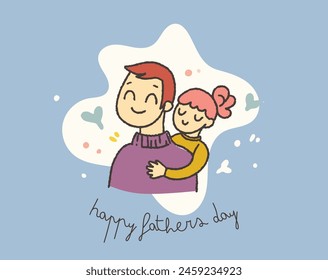 hand drawn happy fathers day card illustration