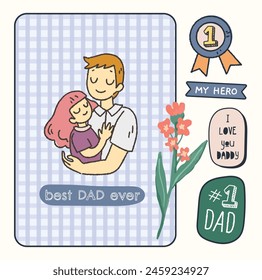 hand drawn happy fathers day card illustration