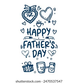 Hand drawn happy father's day Doodle Illustrations