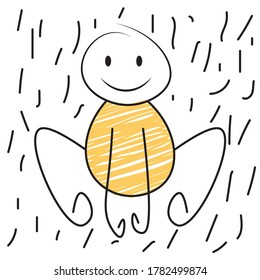 frog feliz dibujado a mano empapando en el concepto de lluvia.negocios.