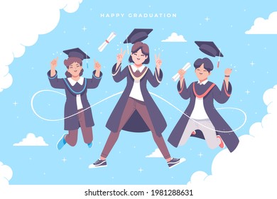 hand drawn happy graduation character collection