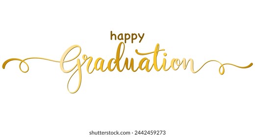 Hand Drawn Happy Graduation lettering vector Illustration isolated on transparent background