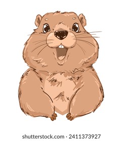 Hand Drawn Happy Groundhog Day vector illustration 