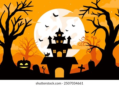 hand drawn happy halloween background illustration