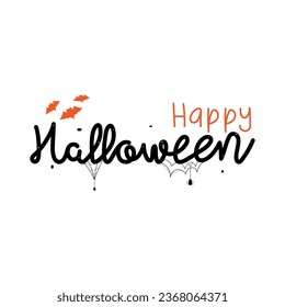 Hand Drawn Happy Halloween Calligraphy Text Vector Design.