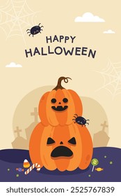 Hand Drawn Happy Halloween Greeting Background Illustration