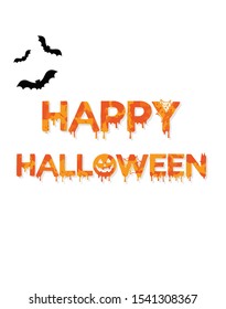 Hand Drawn ''Happy Halloween'' Text with Ink Stains Brush Strokes Texture Poster Card Vector Design