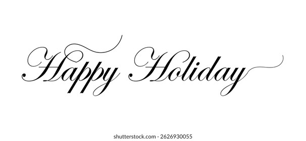 hand drawn happy holidays text icon, lettering and writing text vector on white background.