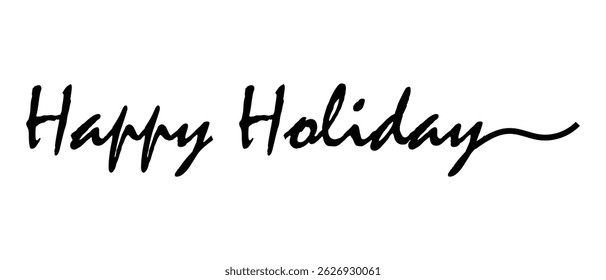 hand drawn happy holidays text icon, lettering and writing text vector on white background.
