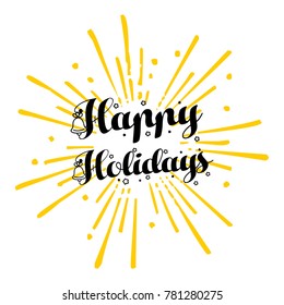 Hand drawn Happy Holidays text vector vintage 