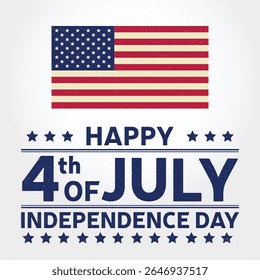 HAND DRAWN Happy Independence Day OF USA. American flags against a background. July 4.