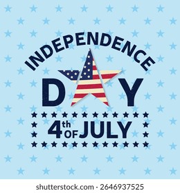 HAND DRAWN Happy Independence Day OF USA. American flags against a background. July 4.