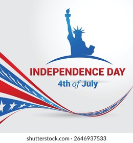 HAND DRAWN Happy Independence Day OF USA. American flags against a background. July 4.