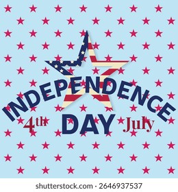 HAND DRAWN Happy Independence Day OF USA. American flags against a background. July 4.