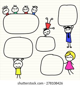 Hand drawn happy kids