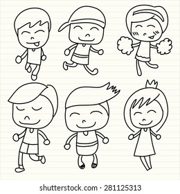 Hand drawn happy kids