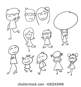 Hand drawn happy kids