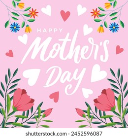 hand drawn happy mother's day illustration vector design