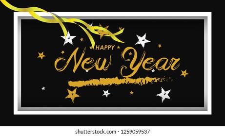 Hand Drawn Happy New Year Background. Vector Illustration Eps 10