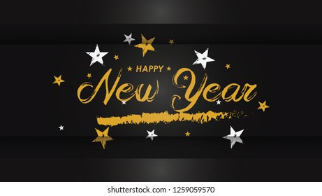 Hand Drawn Happy New Year Background. Vector Illustration Eps 10