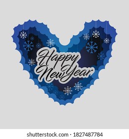 Hand drawn of Happy New Year. Holiday Vector Illustration With Lettering and Composition 