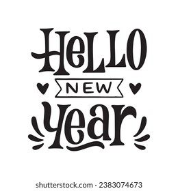 Hand drawn Happy New Year 2024 background. Handwritten Happy New Year 2024 isolated on white background. 2024 New Year lettering. Cartoon Vector illustration Template design.