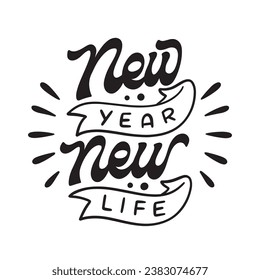 Happy New Year 2024 Hintergrund. Handgeschriebenes Happy New Year 2024 einzeln auf weißem Hintergrund. Neujahrsschreiben 2024 Cartoon Vektorgrafik Vorlagendesign.