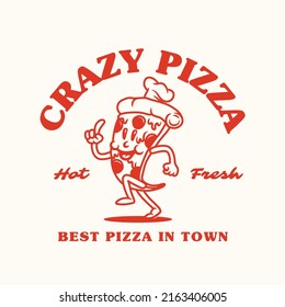 Hand Drawn Happy Pizza Logo Mascot Cartoon
