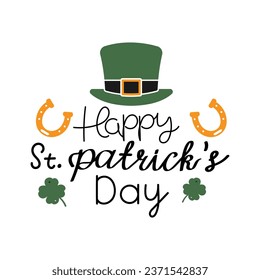 Hand gezeichnet Happy St. Patrick's Day Kalligrafie Text Vector Design.