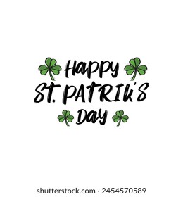 Hand Drawn Happy St. Patrick's Day Calligraphy Text Vector Design.