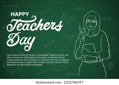 hand drawn happy teacher's day greeting card