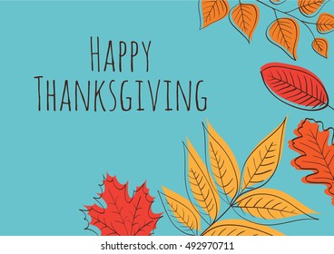 Hand drawn Happy Thanksgiving Day Background. Vector illustration.