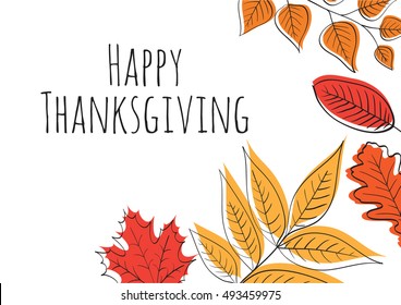 Hand drawn Happy Thanksgiving Day Background. Vector illustration.