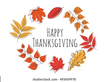 Hand drawn Happy Thanksgiving Day Background. Vector illustration.