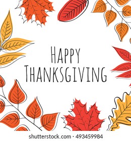 Hand drawn Happy Thanksgiving Day Background. Vector illustration.