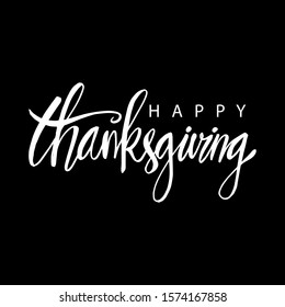 Hand drawn Happy Thanksgiving lettering typography poster. 