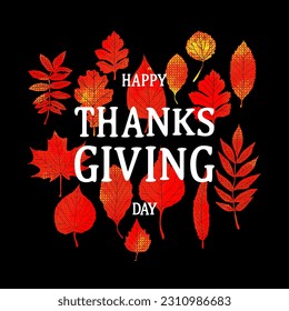 Hand drawn Happy Thanksgiving lettering typography poster. Celebration quote on textured background for postcard, icon, logo, badge. Autumn vector calligraphy text on watercolor background