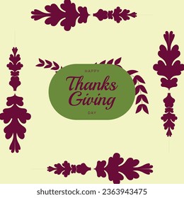 Hand drawn Happy Thanksgiving lettering typography poster. Celebration quote on textured background for postcard, icon, logo, badge. Autumn vector calligraphy text on watercolor background