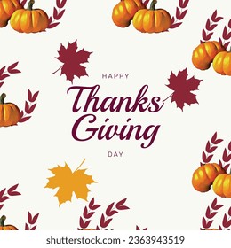 Hand drawn Happy Thanksgiving lettering typography poster. Celebration quote on textured background for postcard, icon, logo, badge. Autumn vector calligraphy text on watercolor background