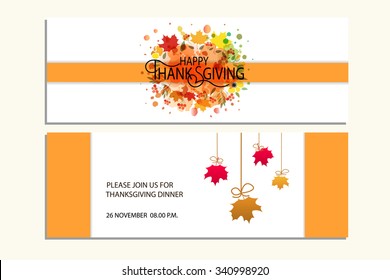 Hand drawn Happy Thanksgiving lettering typography poster. Celebration quotation on textured background for postcard, icon, card, logo, badge. Vector calligraphy text on maple watercolor background