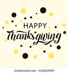 Hand drawn Happy Thanksgiving typography poster on a pink background design template celebration. Celebration quotation for card, postcard, icon logo, badge.Vector modern style autumn calligraphy