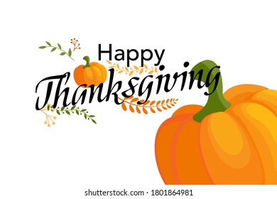 Hand drawn Happy Thanksgiving typography poster.