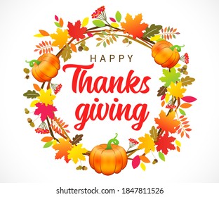 Hand Drawn Happy Thanksgiving Typography Poster Stock Vector (Royalty ...