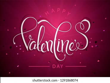 Hand drawn Happy Valentines Day typography poster. Paper cut style. Celebration quotation for poster, web design, banner, card, postcard, event icon logo or badge. Vector illustration.