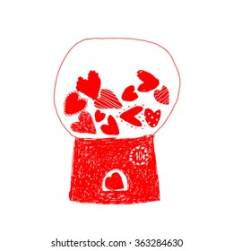 hand drawn happy valentines day cards with ornaments, hearts, labels, letters love pills sweets