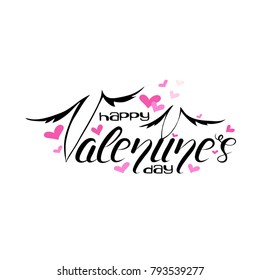 hand drawn happy valentine's day sign, typography lettering poster, vector illustration. 