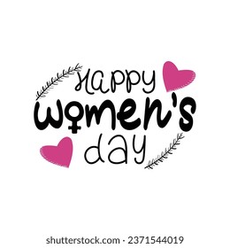 Hand Drawn Happy Women's Day Calligraphy Text Vector Design.