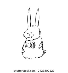 Hand drawn hare, cute bunny.