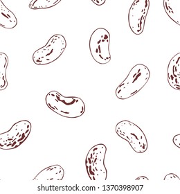 Hand drawn  haricot beans. Vector  seamless pattern